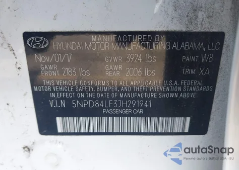 2018 Hyundai Elantra Sel from USA, damaged, VIN 5NPD84LF3JH291941